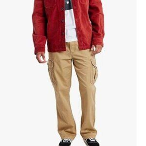 Unionbay Cargo Pants Mens 38x30 Tan Casual Straight Leg Cotton Flat Front Y2K